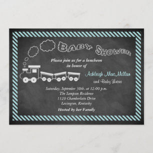 Chalkboard Babydusche Einladung 2 - Blue