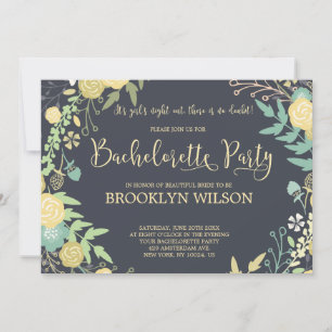 Chalkboard Bachelorette Party Invitations Wreath