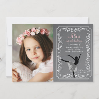 Chalkboard Ballerina Foto Geburtstag Einladung