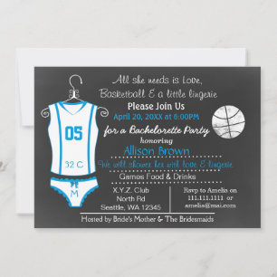 Chalkboard Basketball Lingerie Douche Invitations