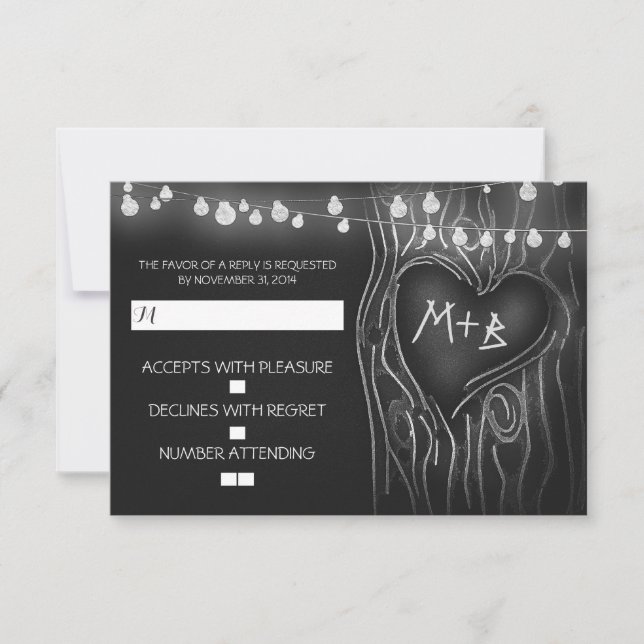 Chalkboard Baum elegante Hochzeitskarte RSVP Karte (Vorderseite)