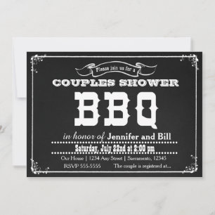 Chalkboard BBQ Barbecue Summer Black White Einladung