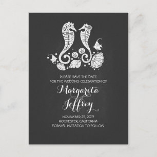 Chalkboard Beach Save the Date Postkarten