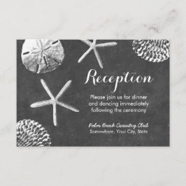 Chalkboard Beach Theme Seashells Hochzeitsempfang Begleitkarte