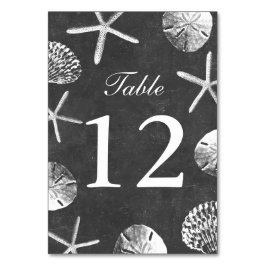 Chalkboard Beach Theme Seashells Tischnummern