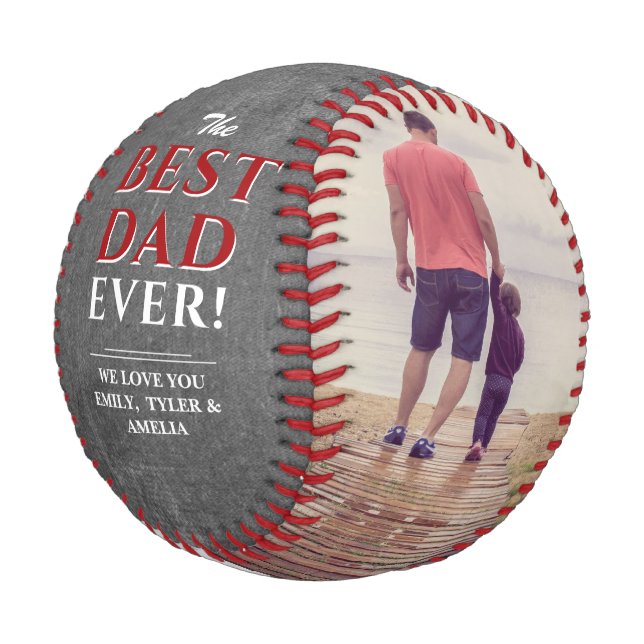 Chalkboard Bester Vater je FotoCollage Baseball (Schrägansicht)