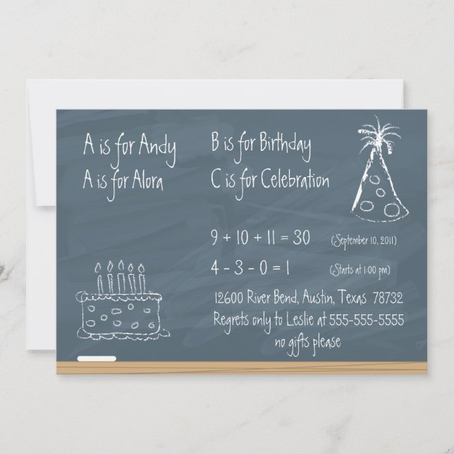 Chalkboard Birthday Einladung (Vorderseite)