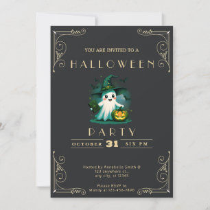 Chalkboard Black & Gold Ghost-Assistent Einladung
