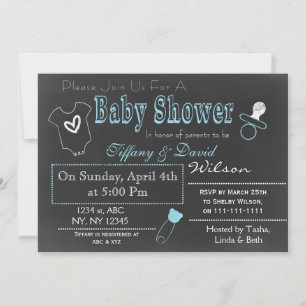Chalkboard bleu Couple's Baby shower Invitation