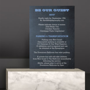 Chalkboard Blue Bar Mitzvah Gastinformation Ankündigung