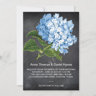 CHALKBOARD BLUE HYDRANGEA PERSONALISIERTE WEDD EINLADUNG