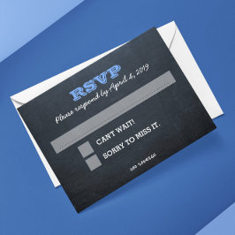 Chalkboard Blue RSVP Card mit Guest Message Lines Karte