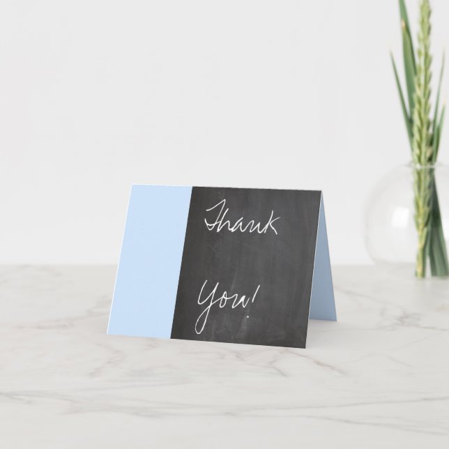Chalkboard Blue Wedding Danke Karte (Vorderseite)