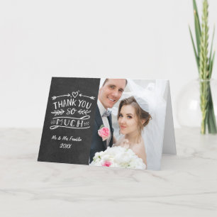 Chalkboard Boho Wedding Foto Vielen Dank Dankeskarte