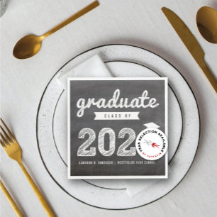 Chalkboard Bold Sketch Graduation Party Paper 2024 Serviette