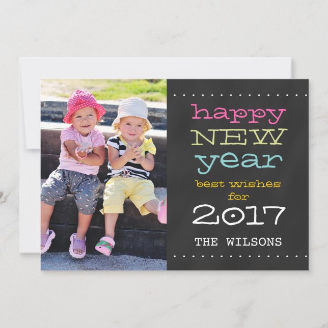 Chalkboard Bonne année 2017 Carte photo de vacance (Devant)