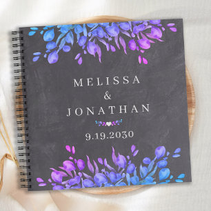 Chalkboard Botanical Lila Blue Wedbook Notizbuch