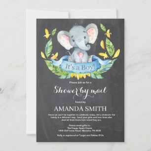 Chalkboard Boy Elephant Baby Dusche per Mail Einladung