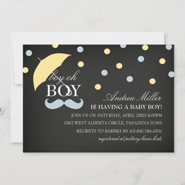 Chalkboard Boy Oh Boy Baby shower Invitation (Devant)