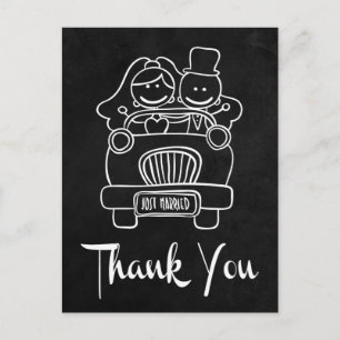 Chalkboard Bride & Groom Vielen Dank für Ihre Schw Postkarte
