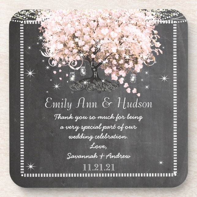 Chalkboard Bride & Groom Wedding Untersetzer (Vorderseite)