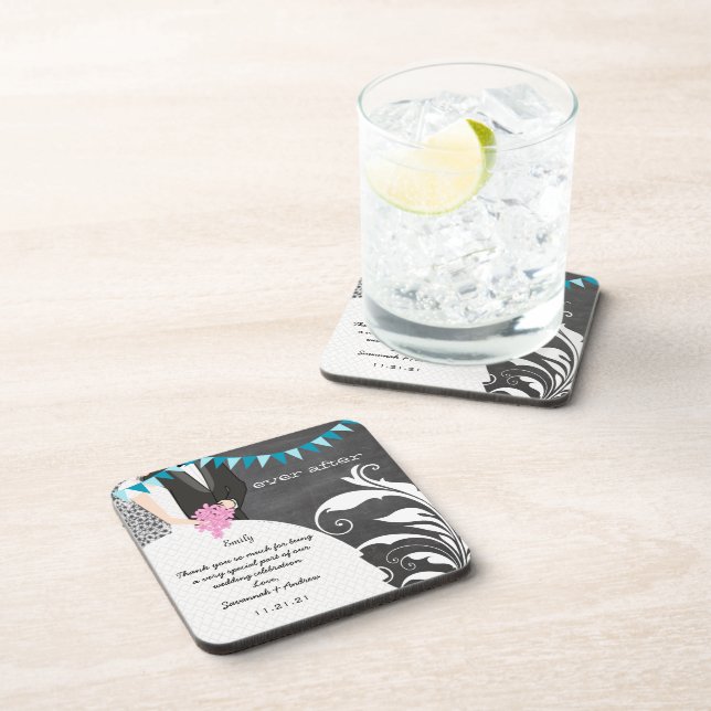 Chalkboard Bride & Groom Wedding Untersetzer (Rechte Seite)