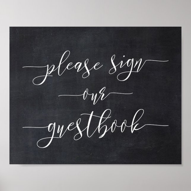 Chalkboard Calligraphy Wedding Sign Unser Gästebuc Poster (Vorne)