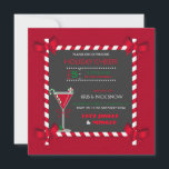 Chalkboard Candy Cane Frame Cocktail Party Einladung<br><div class="desc">Die gerahmte Tafel mit  Zuckerrohr mit Eckbögen und Martini-Cocktails auf rotem Backstein.</div>