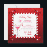 Chalkboard Candy Cane Frame Cocktail Party Einladung<br><div class="desc">Der Rahmen ist aus Zuckerrohr mit Eckbögen und einem Cocktail aus Martini auf rotem Hintergrund.</div>
