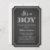Chalkboard C'est un Baby shower garçon Invitation