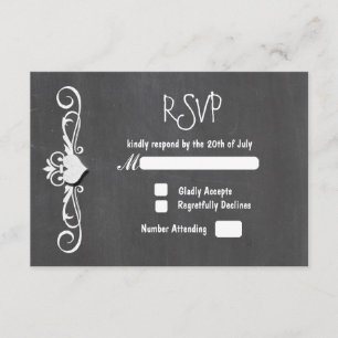 Chalkboard Chalk HeartWedding RSVP Karte Einladung