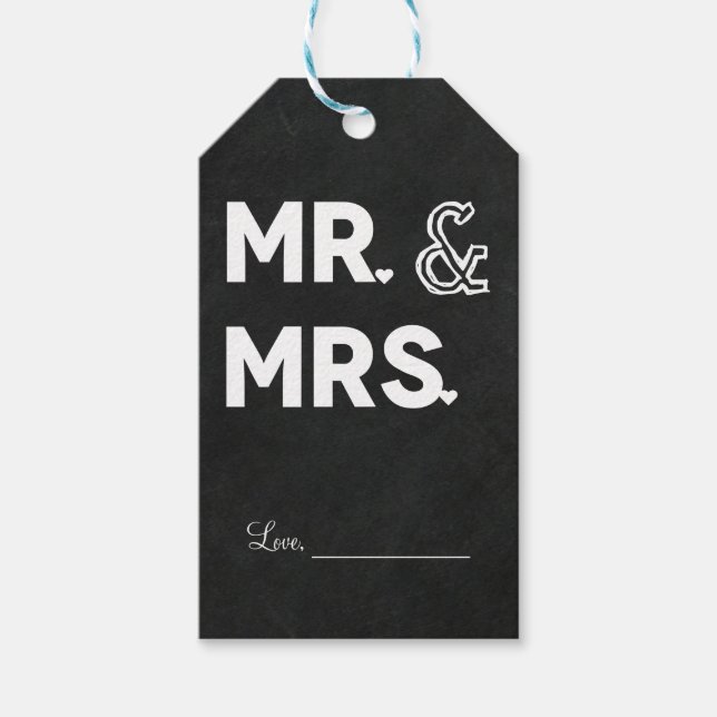 Chalkboard Chalk Herr & Mrs. Wedding Verlobung Geschenkanhänger (Vorderseite)