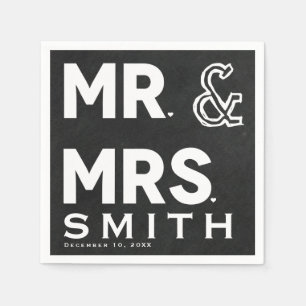 Chalkboard Chalk Herr & Mrs. Wedding Verlobung Serviette