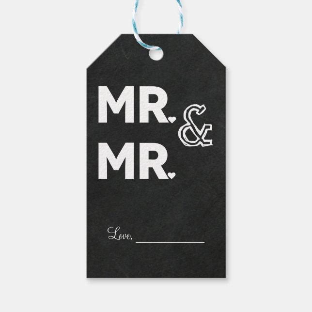 Chalkboard Chalk MR HERR Gay Wedding Verlobung Geschenkanhänger (Vorderseite)