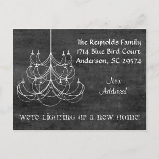 Chalkboard Chandelier New Address Moving Card Ankündigungspostkarte