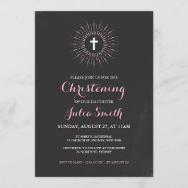 Chalkboard Christening / Taufe Einladung - Rosa