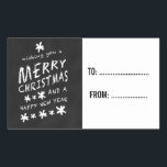CHALKBOARD CHRISTMAS HOLIDAY GIFT LABELS RECHTECKIGER AUFKLEBER<br><div class="desc">CHALKBOARD CHRISTMAS FERIENLABELS. Spaß Kreide Schriftart verwendet auf einem schwarzen Chalkboard-Effekt Hintergrund. Wir wünschen Ihnen frohe Weihnachten und ein glückliches neues Jahr. Elke Clarke© für Monogram Gallery. Für ein anderes Sprichwort kontaktieren Sie bitte das Geschäft. Elke Clarke©</div>