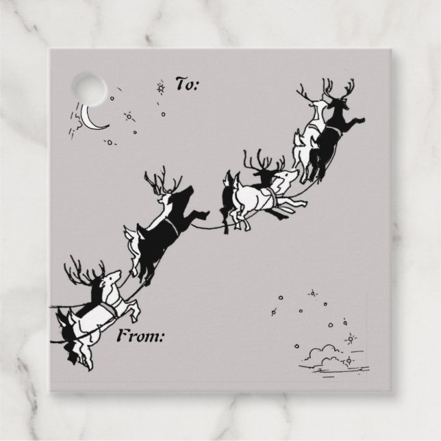 Chalkboard Christmas Reindeer Napkins Geschenkanhänger (Vorderseite)