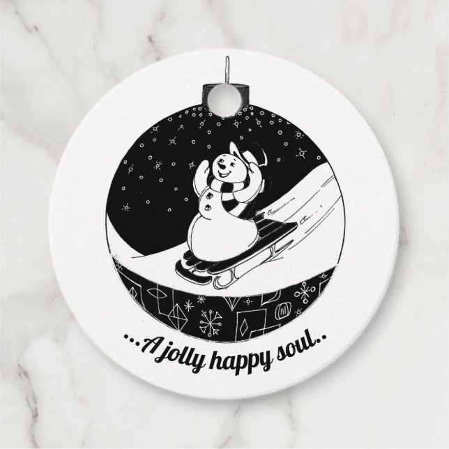 Chalkboard Christmas Snowman Napkins Geschenkanhänger (Vorderseite)