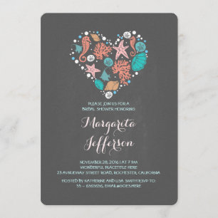 Chalkboard coeur plage nuptiale douche invitation