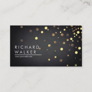 Chalkboard Confetti Gold Dots Beruflich Elegant Visitenkarte