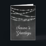 Chalkboard Corporate Holiday Card - Twinkle Lights Feiertagskarte<br><div class="desc">Die Vorderseite der Calkboard Corporate Holiday Card wird durch die leuchtenden Lichter und die funkelnd "Grüße der Jahreszeit" geschmückt, was sie zu einer eleganten und stilvollen Wahl für Ihr Unternehmen macht.</div>