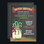 Chalkboard Country Western Weihnachts-Party Einlad Einladung<br><div class="desc">Chalkboard Land oder Western Weihnachten Party Einladungen. Niedliche Weihnachtsfeiertage mit einer großen Ansammlung von Süßspeisen und Gartenzweigen,  die auf einem Strohbein oder Heuballen ruhen. Handgezeichnete Abbildung von McBooboo. Ideal für jede Gelegenheit,  die ein Land Western gewidmet Weihnachten</div>