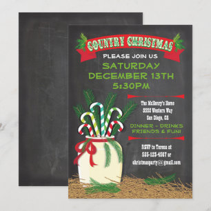 Chalkboard Country Western Weihnachts-Party Einlad Einladung