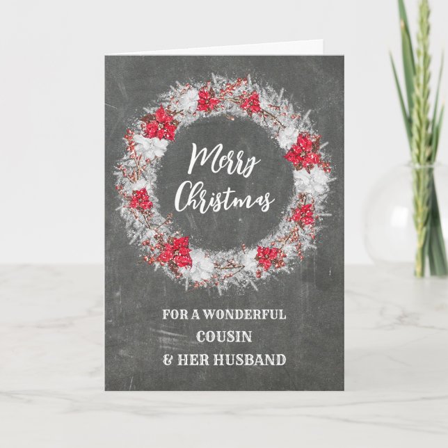 Chalkboard Cousin und ihr Mann frohe Weihnachten Karte (Vorderseite)