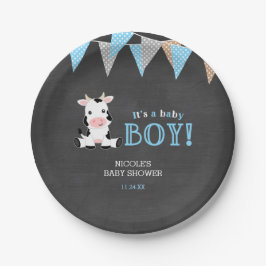 Chalkboard Cow Boy Baby Dusche Pappteller