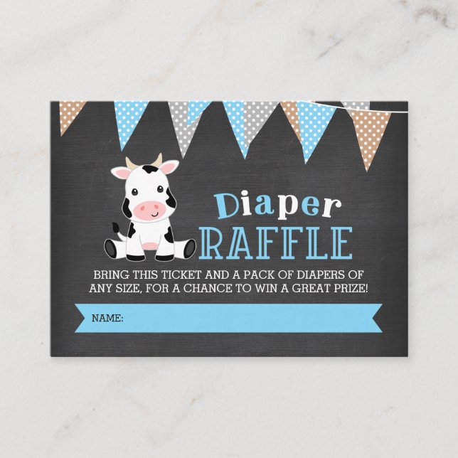 Chalkboard Cow Boy Diaper Raffel Ticket Begleitkarte (Vorderseite)