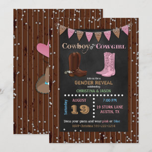 Chalkboard Cowboy oder Cowgirl Western Gender Reve Einladung