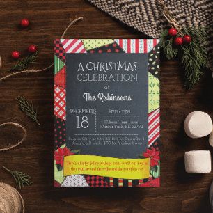 Chalkboard Crazy Quilt Fête Invitation