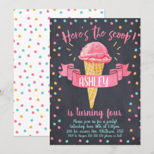 Chalkboard Crème glacée Anniversaire Invitation